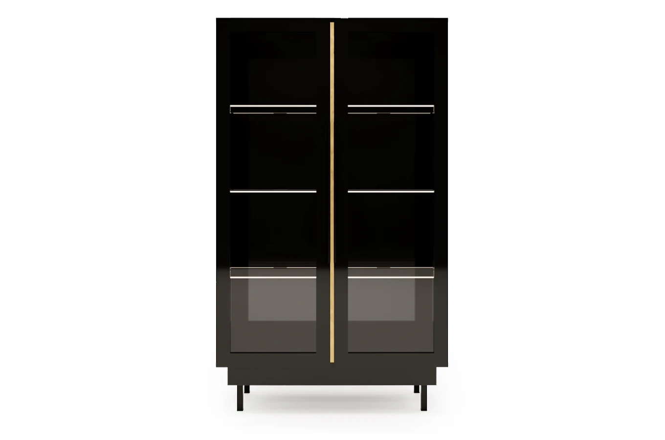 Elegancka czarna witryna Dancan ARTEMISA ze złotymi dodatkami / szer. 100 cm