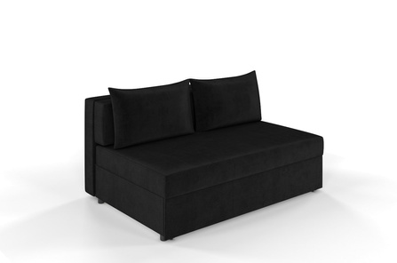 Czarna rozkładana sofa Dancan OLGA z funkcją spania i pojemnikiem na pościel / szerokość 156 cm