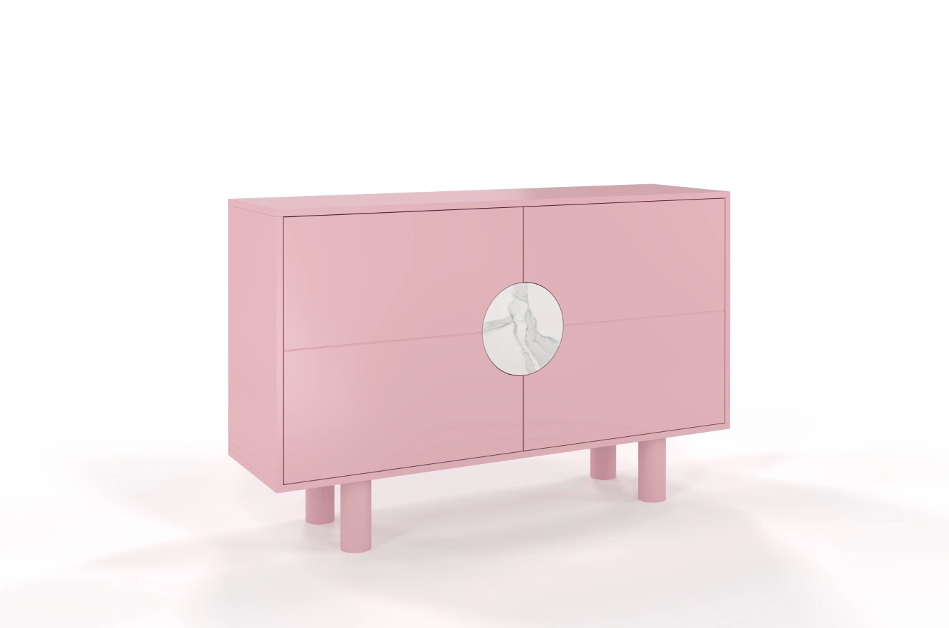 Nowoczesna komoda z marmurem Dancan ZOE 2D / kolor pudrowy róż / szer. 140 cm