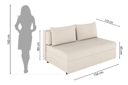 Ciemno-szara rozkładana sofa Dancan OLGA z funkcją spania i pojemnikiem na pościel / szerokość 156 cm
