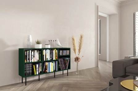 Otwarta komoda / regał w zielonym kolorze Dancan MIRKA / szer. 130 cm