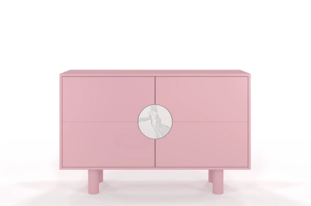 Nowoczesna komoda z marmurem Dancan ZOE 2D / kolor pudrowy róż / szer. 140 cm