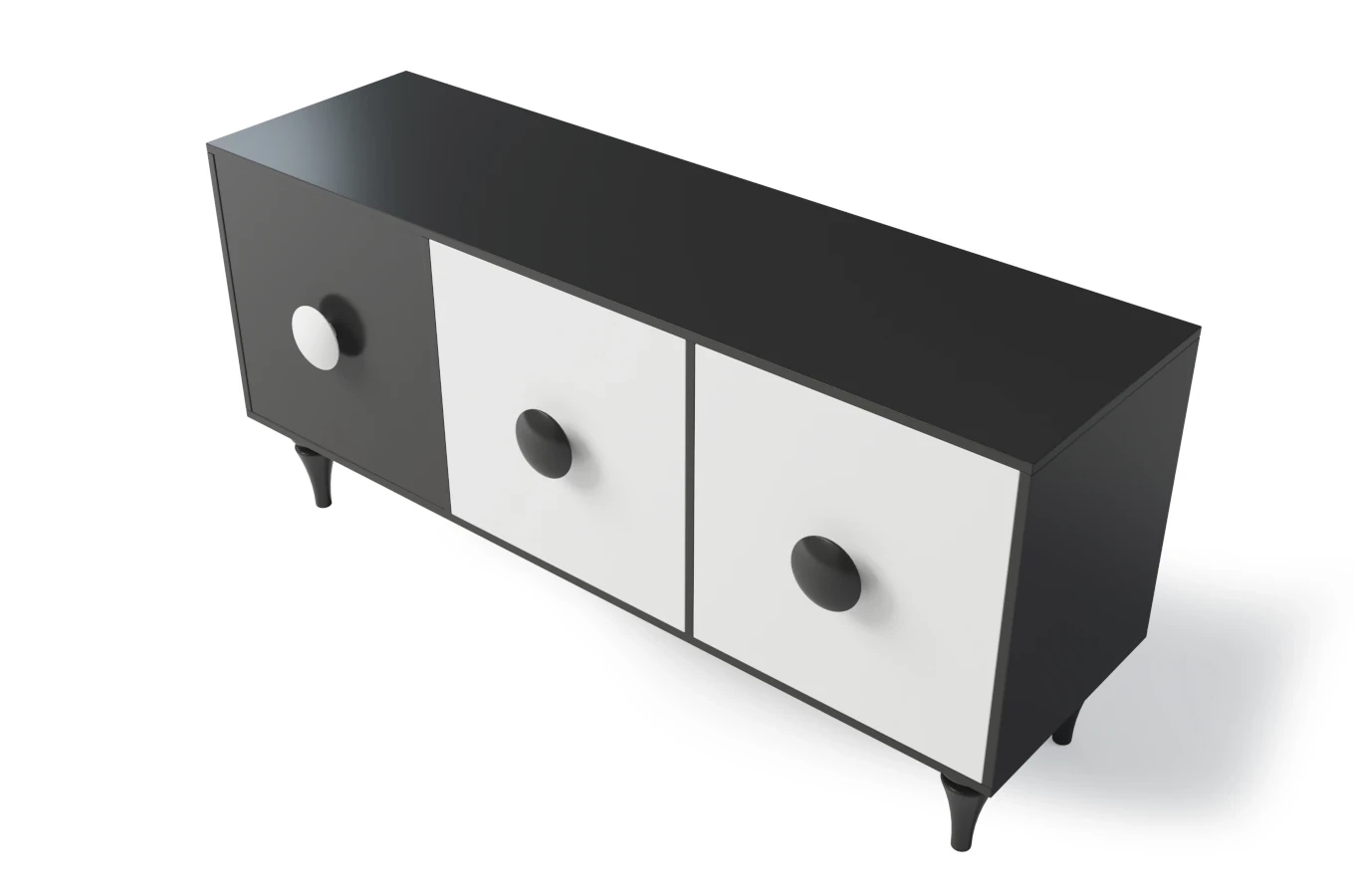 Nowoczesna czarno-biała komoda Dancan PARADIS / szer. 158 cm