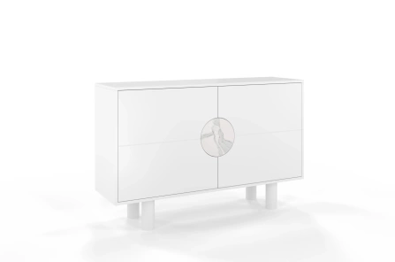 Nowoczesna komoda z marmurem Dancan ZOE 2D / kolor biały / szer. 140 cm