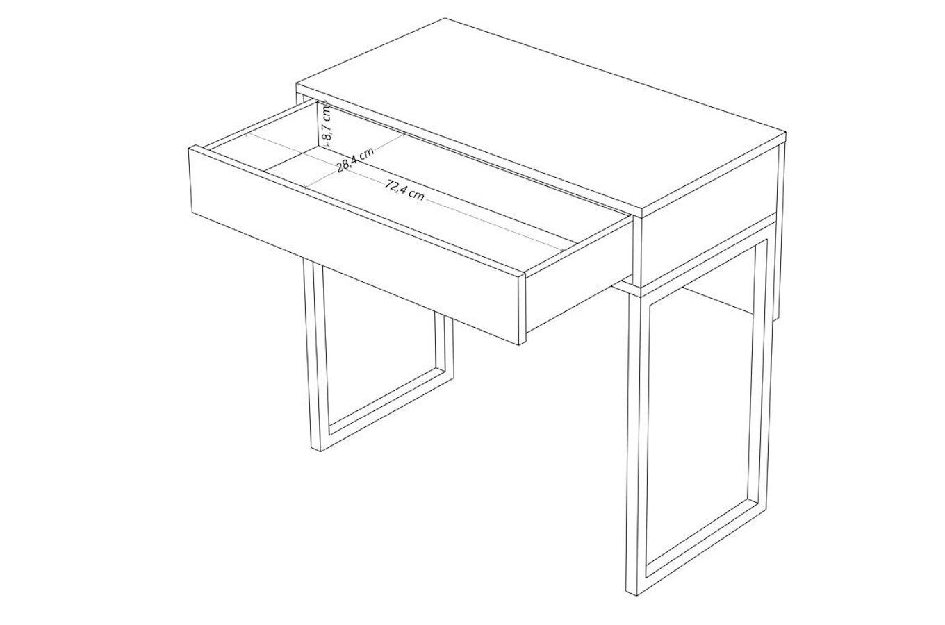 Czarna nowoczesna toaletka Dancan EVA ze srebrnym stelażem