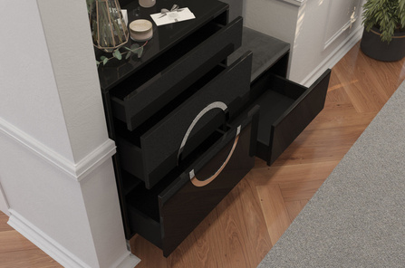 Czarny wieszak na ubrania ze srebrnymi dodatkami Dancan EVELINE