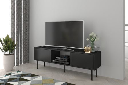 Czarna nowoczesna komoda RTV Dancan MIRKA / szer. 130 cm