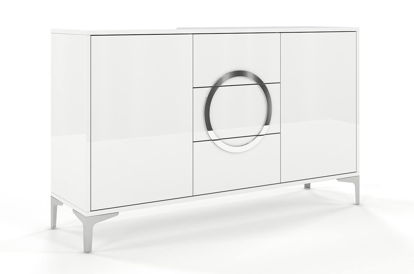 Biała nowoczesna komoda Dancan EVA połysk / szer. 138 cm