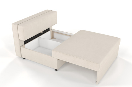 Beżowa rozkładana sofa Dancan OLGA z funkcją spania i pojemnikiem na pościel / szerokość 116 cm
