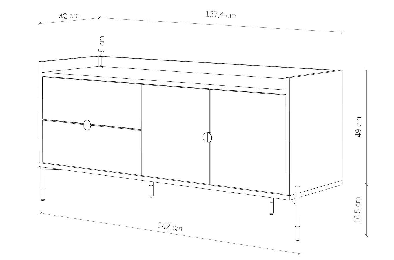 Czarna komoda do salonu Dancan IGA / szer. 142 cm