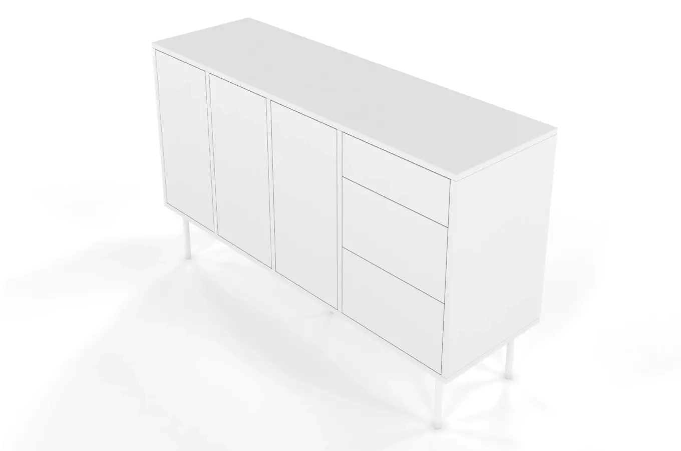 Biała nowoczesna komoda Dancan MIRKA / szer. 130 cm