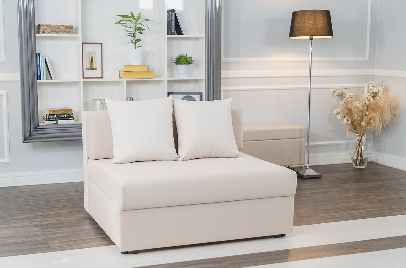 Nowoczesna rozkładana sofa Dancan OLGA z funkcją spania i pojemnikiem na pościel / 4 szerokości + 5 kolorów do wyboru!