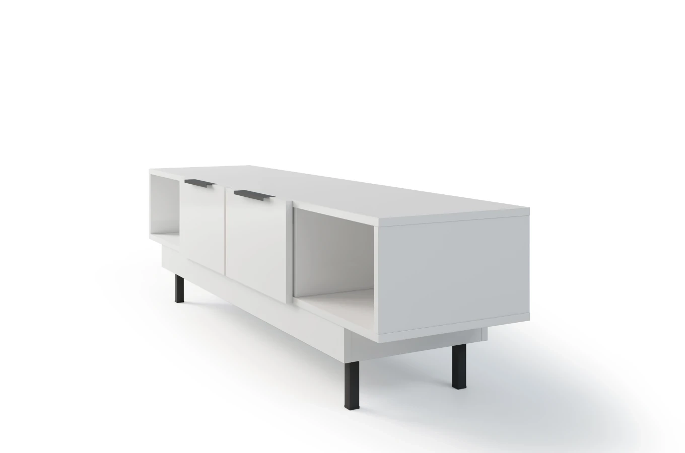 Elegancka biała komoda RTV Dancan ARTEMISA ze złotymi dodatkami / szer. 163 cm