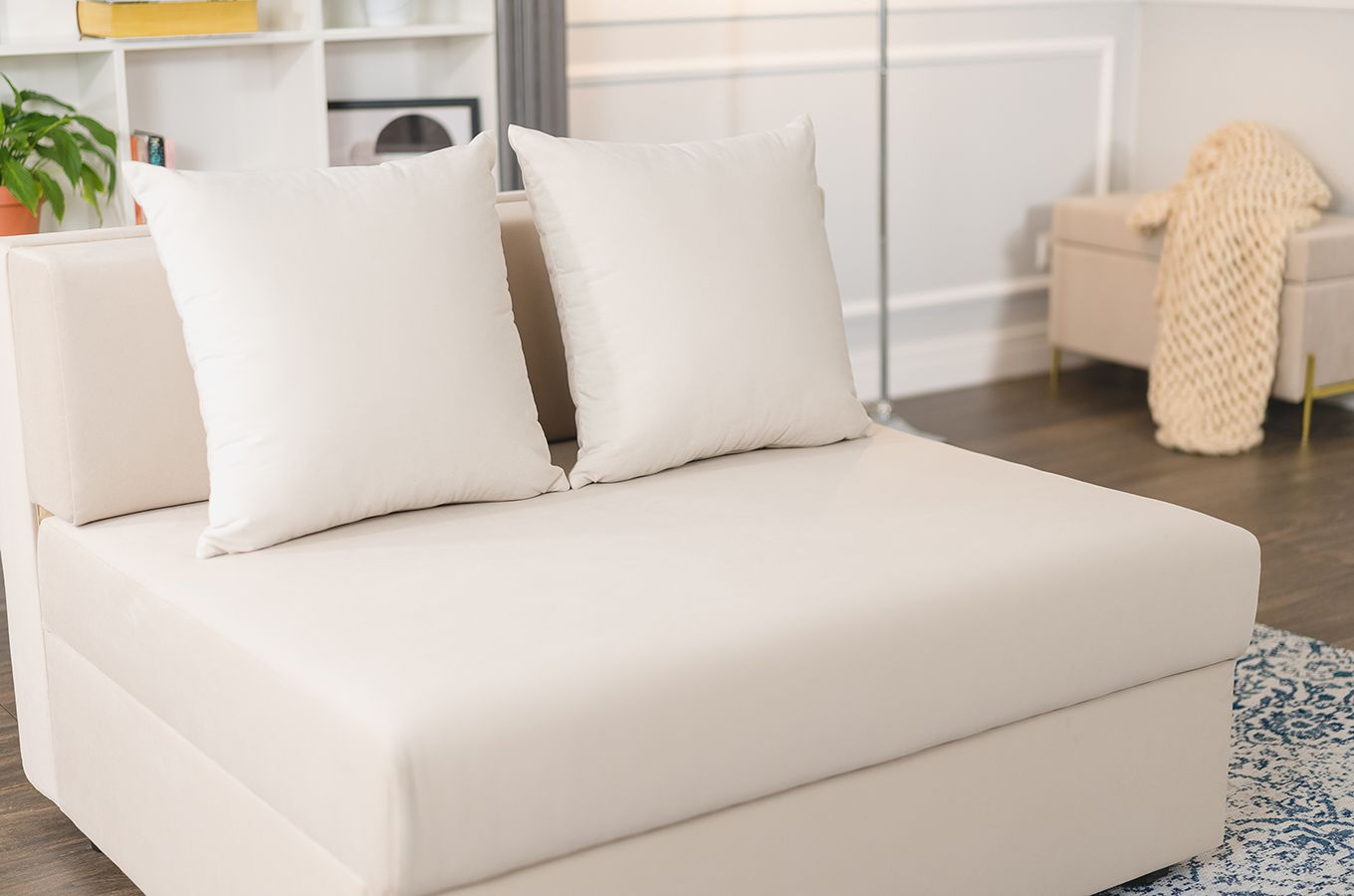 Nowoczesna rozkładana sofa Dancan OLGA z funkcją spania i pojemnikiem na pościel / 4 szerokości + 5 kolorów do wyboru!