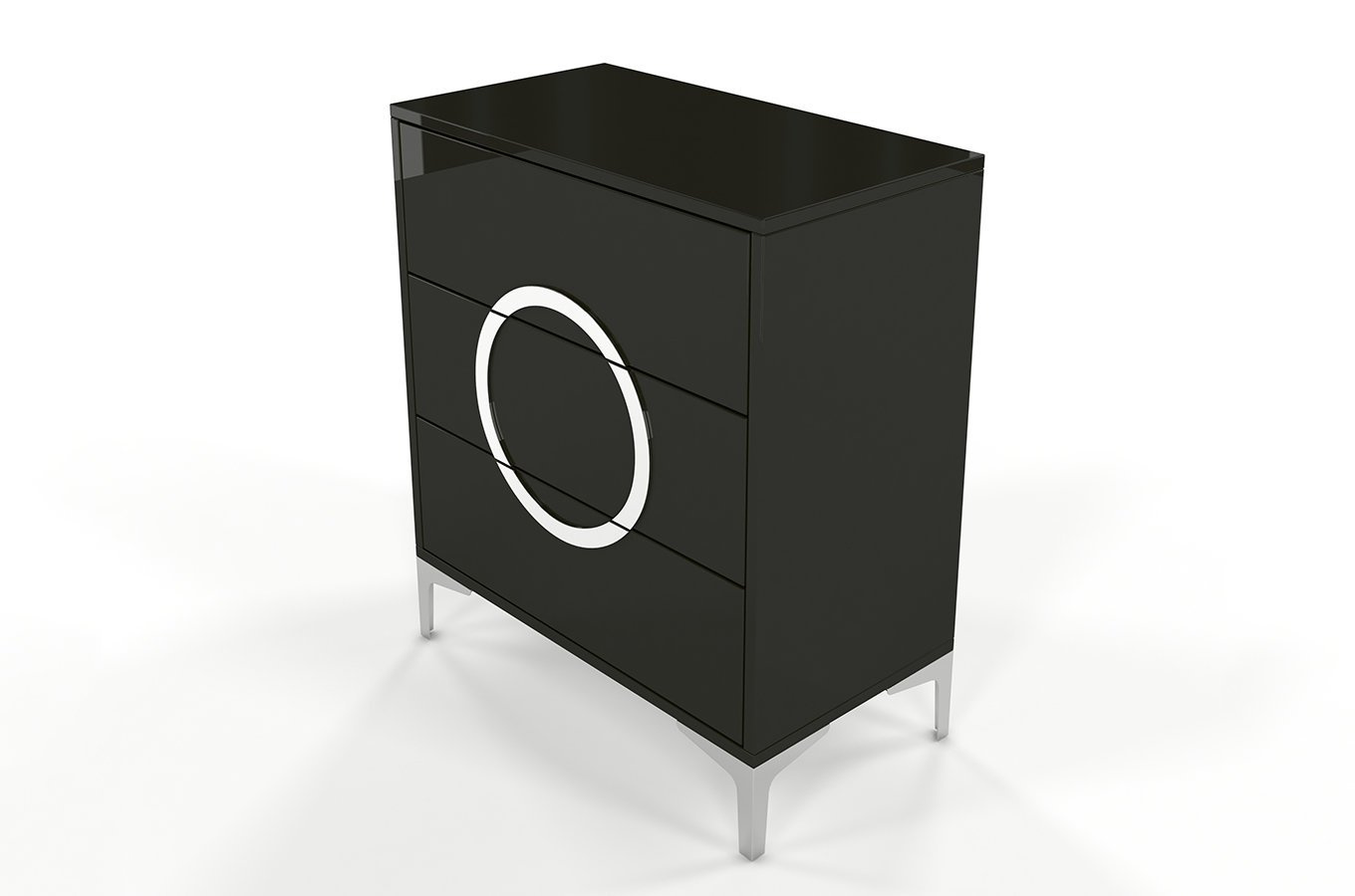 Czarna nowoczesna komoda Dancan BRITT połysk / szer. 70 cm