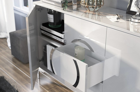 Biała nowoczesna komoda Dancan EVA połysk / szer. 138 cm