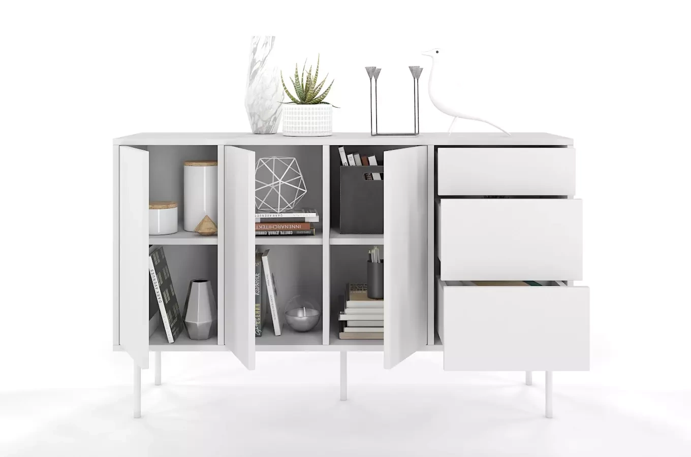 Biała nowoczesna komoda Dancan MIRKA / szer. 130 cm