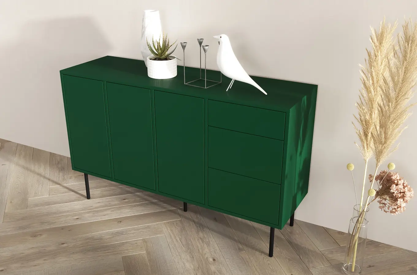 Zielona nowoczesna komoda Dancan MIRKA / szer. 130 cm