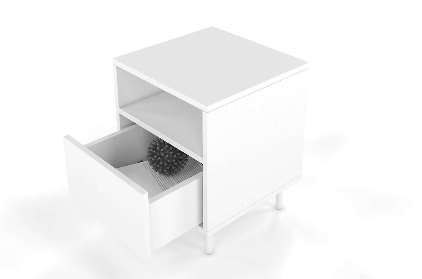 Biała nowoczesna szafka nocna Dancan MIRKA / szer. 40 cm