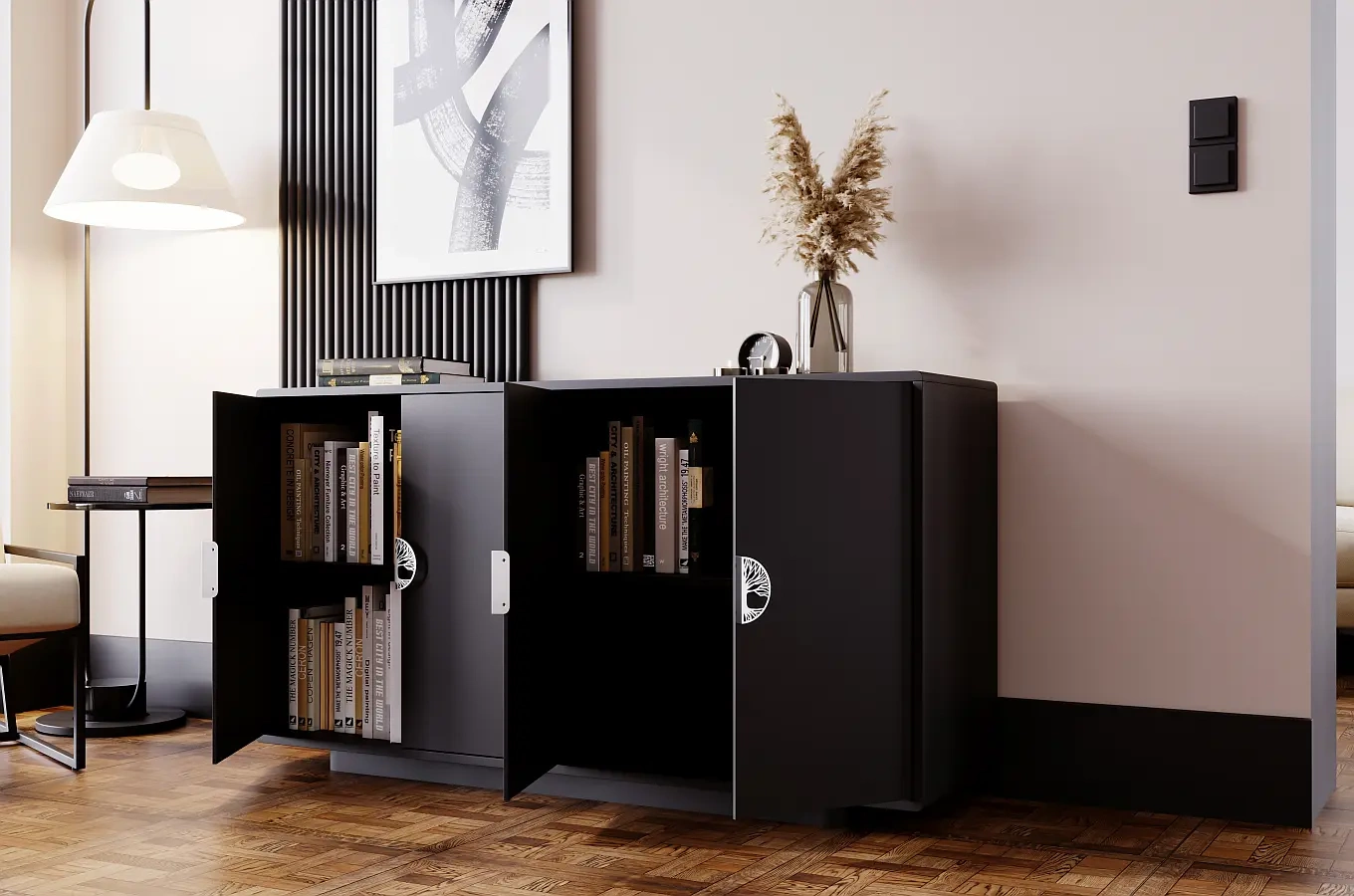 Czarna komoda Dancan LOTTA / szer. 139 cm