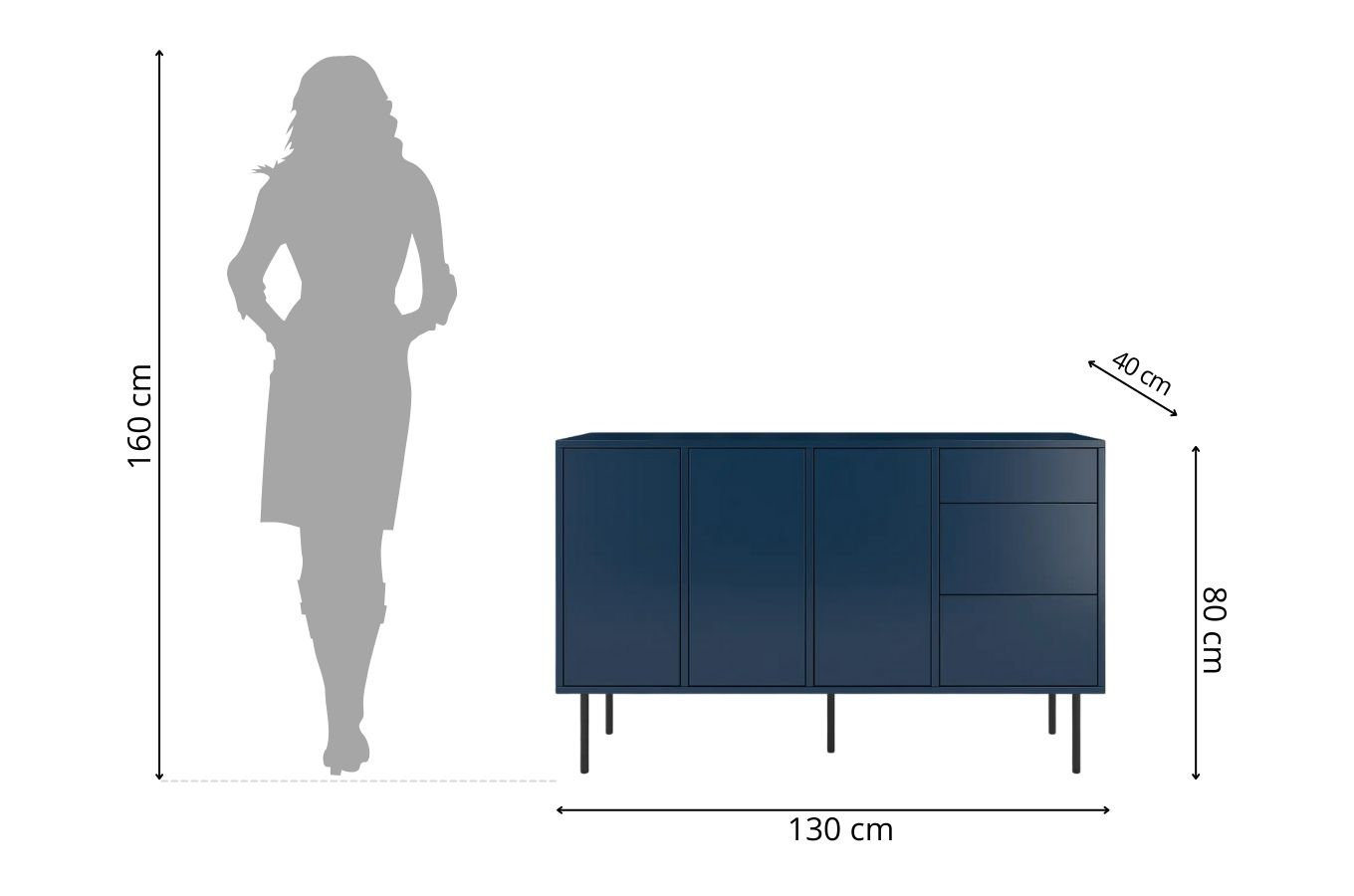 Granatowa nowoczesna komoda Dancan MIRKA / szer. 130 cm