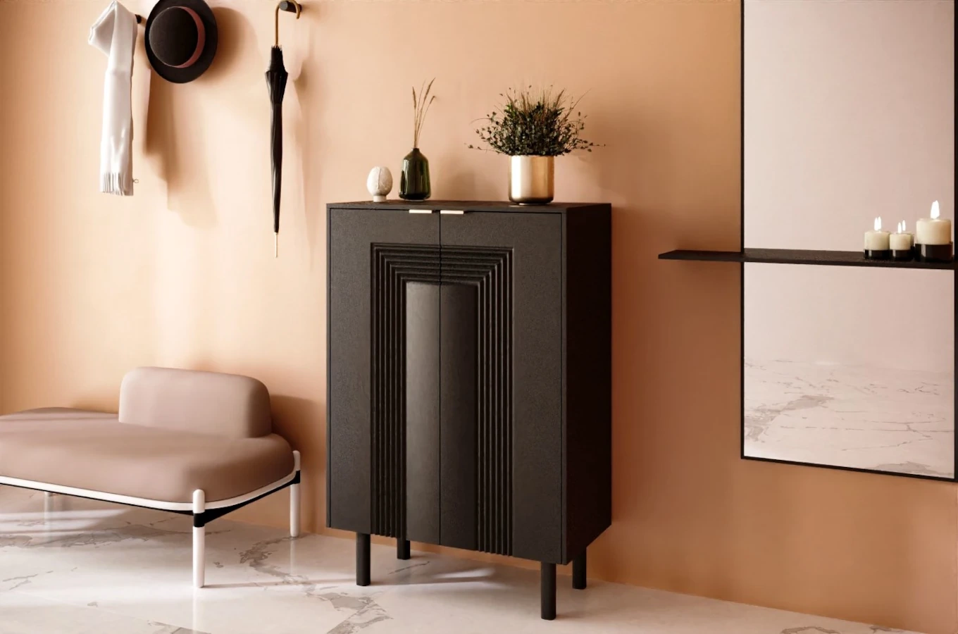 Czarna komoda / szafka na buty Dancan YOKO / szer. 80 cm