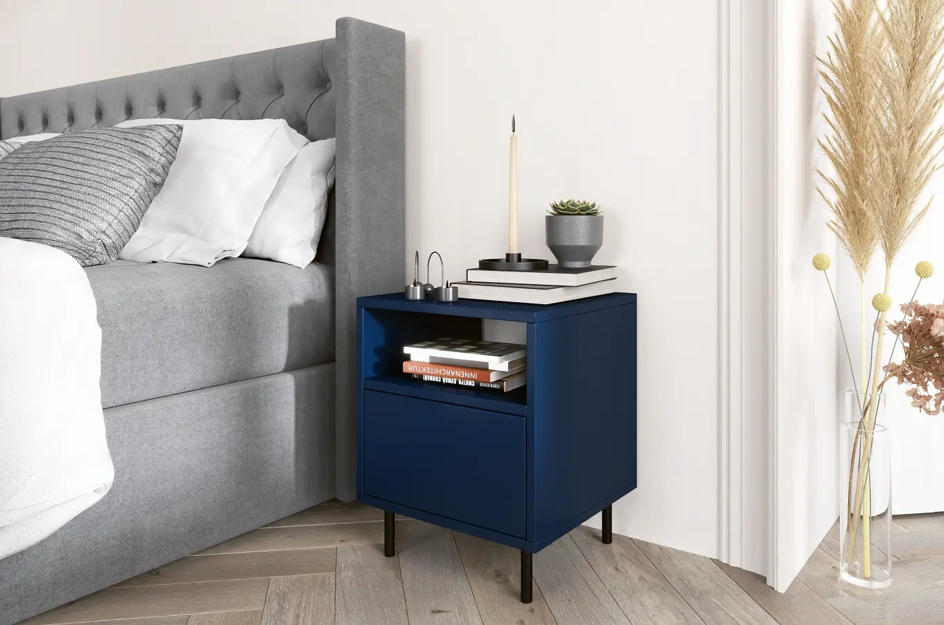 Granatowa nowoczesna szafka nocna Dancan MIRKA / szer. 40 cm