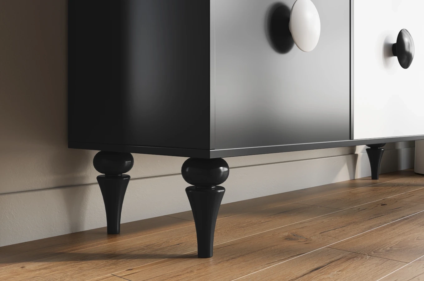 Nowoczesna czarno-biała komoda Dancan PARADIS / szer. 158 cm