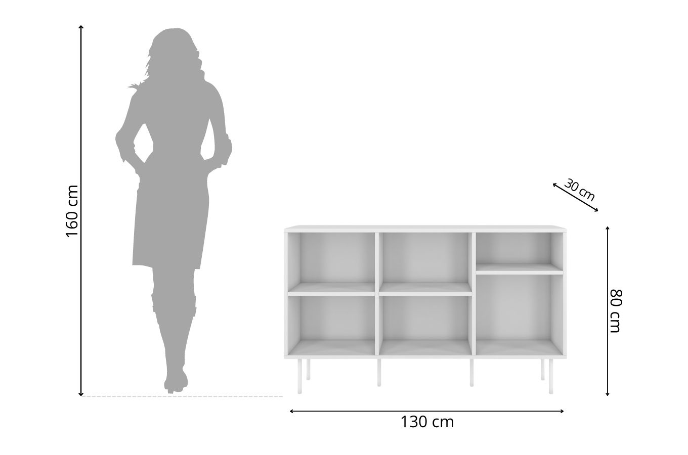 Otwarta komoda / regał w białym kolorze Dancan MIRKA / szer. 130 cm