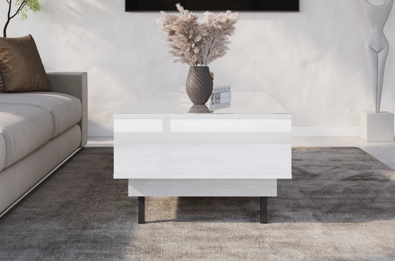 Elegancki biały stolik Dancan ARTEMISA ze złotymi dodatkami