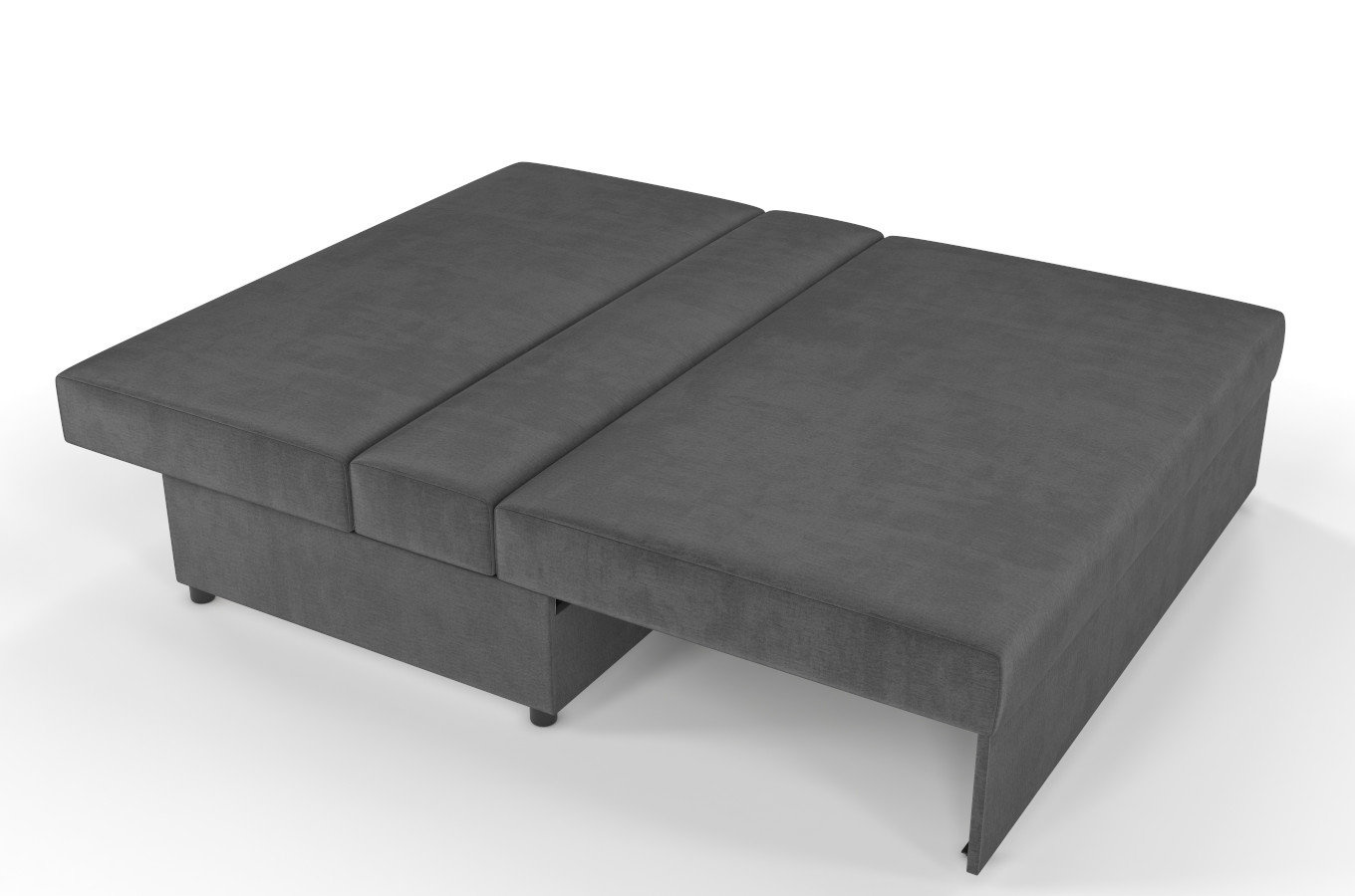 Ciemno-szara rozkładana sofa Dancan OLGA z funkcją spania i pojemnikiem na pościel / szerokość 156 cm