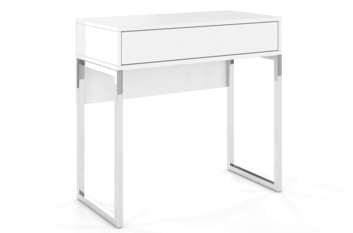 Biała nowoczesna toaletka Dancan EVA ze srebrnym stelażem