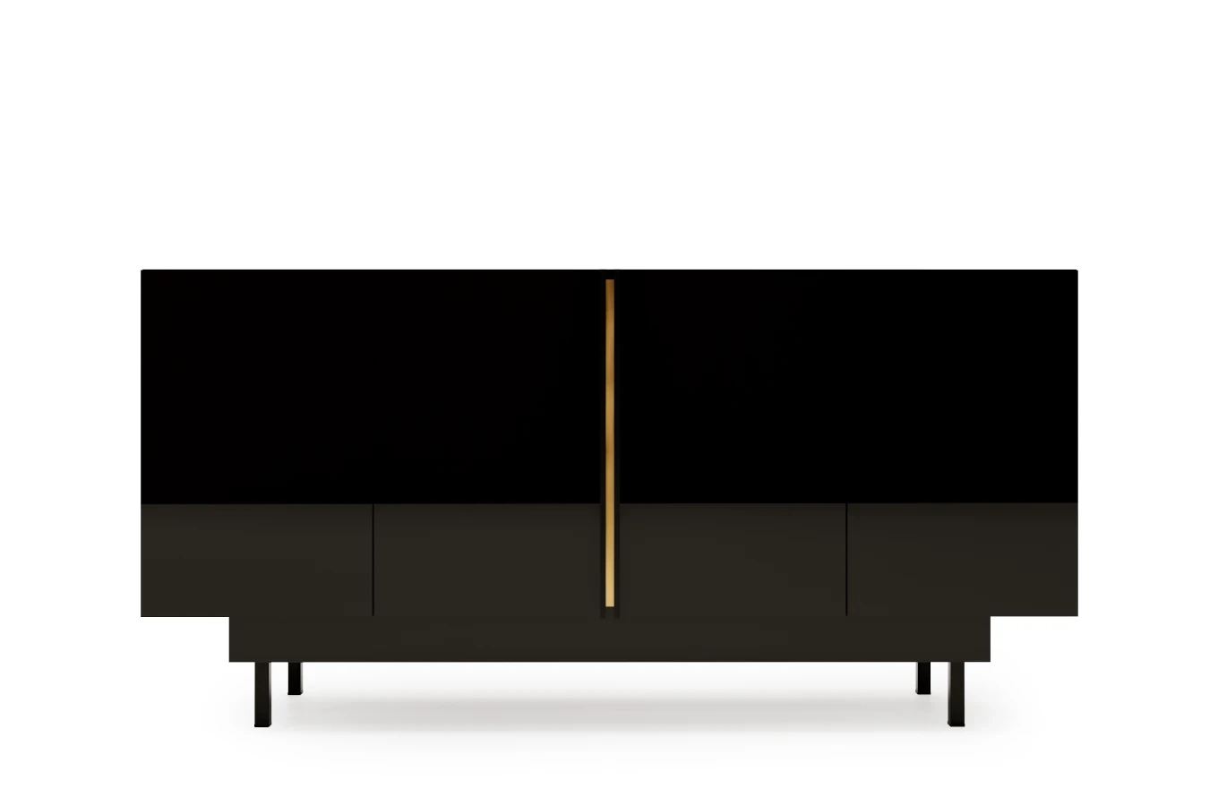 Elegancka czarna komoda Dancan ARTEMISA ze złotymi dodatkami / szer. 163 cm