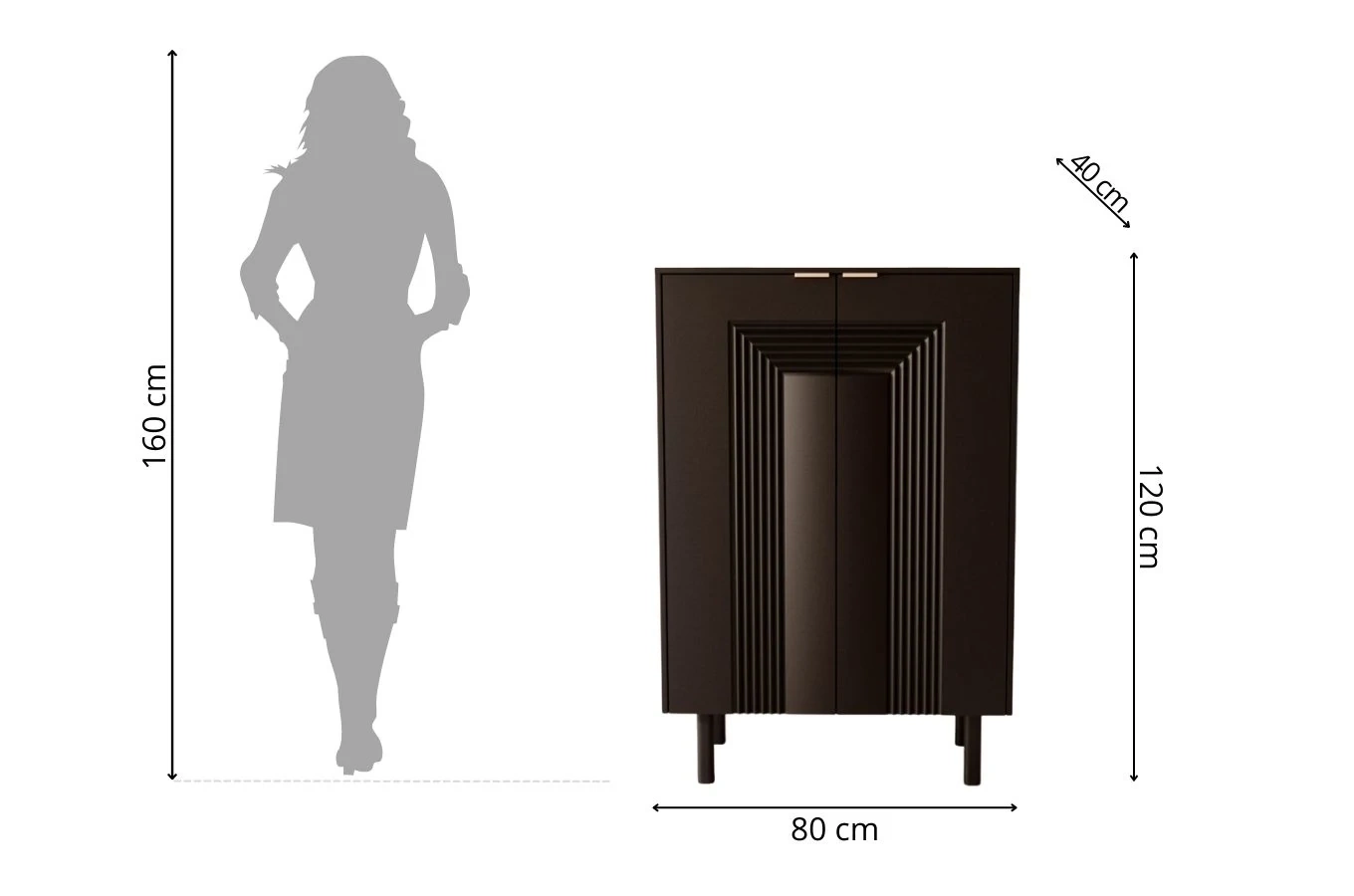 Czarna komoda / szafka na buty Dancan YOKO / szer. 80 cm