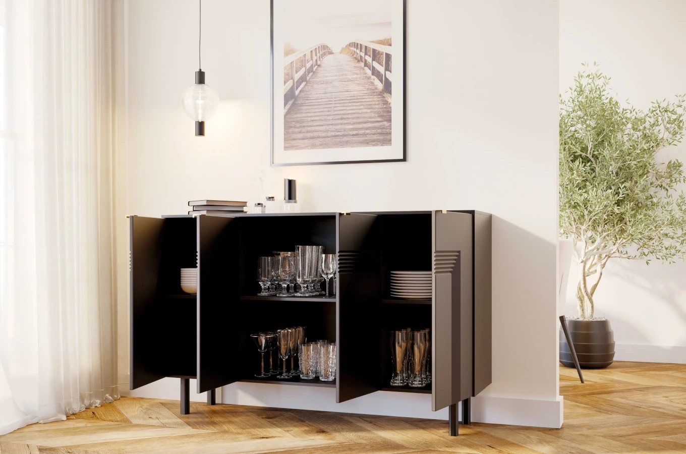 Czarna komoda Dancan YOKO / szer. 156 cm