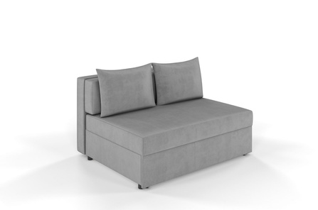 Jasno-szara rozkładana sofa Dancan OLGA z funkcją spania i pojemnikiem na pościel / szerokość 136 cm