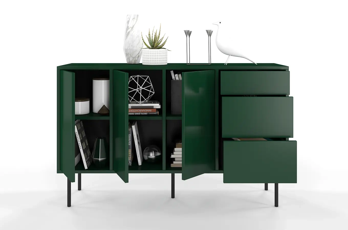 Zielona nowoczesna komoda Dancan MIRKA / szer. 130 cm