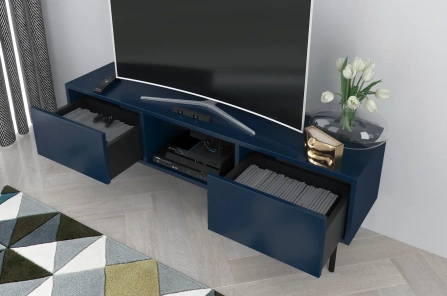 Granatowa nowoczesna komoda RTV Dancan MIRKA / szer. 130 cm