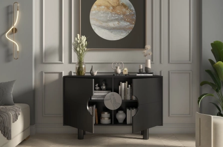 Nowoczesna komoda z marmurem Dancan ZOE 2D / kolor czarny / szer. 140 cm