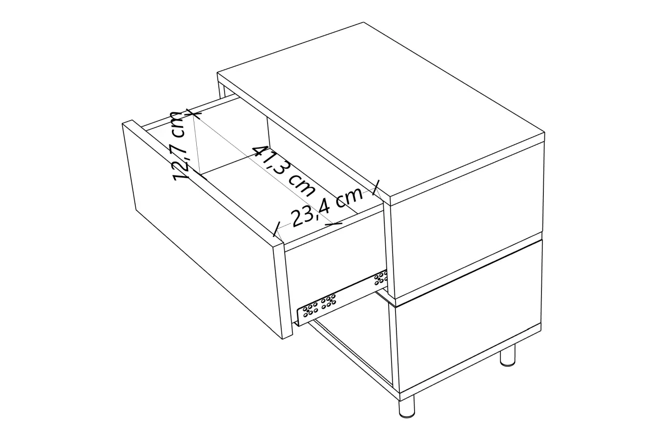 Elegancka czarna szafka nocna Dancan MARIKA ze złotymi dodatkami / szer. 49 cm