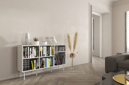 Otwarta komoda / regał w białym kolorze Dancan MIRKA / szer. 130 cm