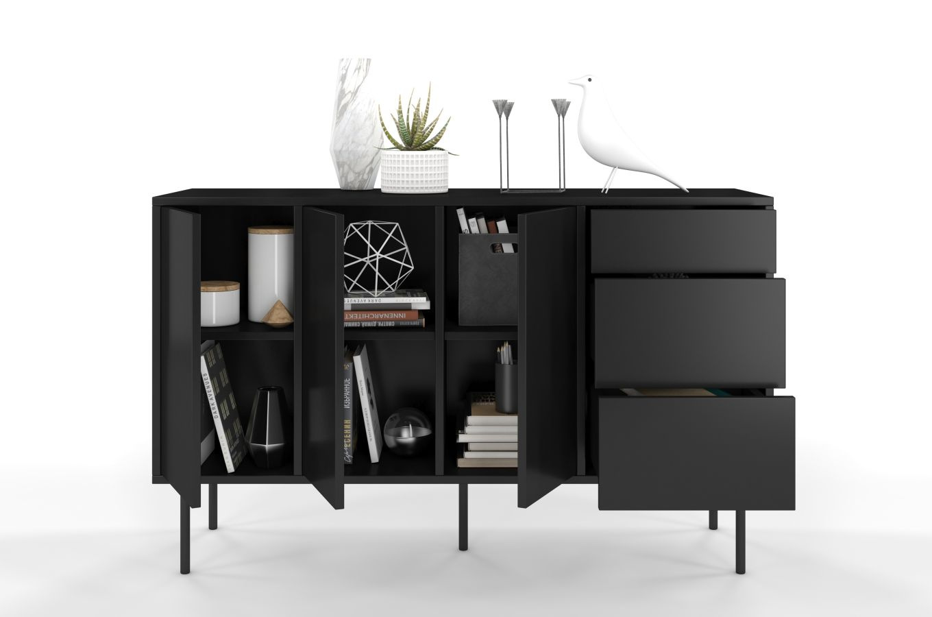 Czarna nowoczesna komoda Dancan MIRKA / szer. 130 cm
