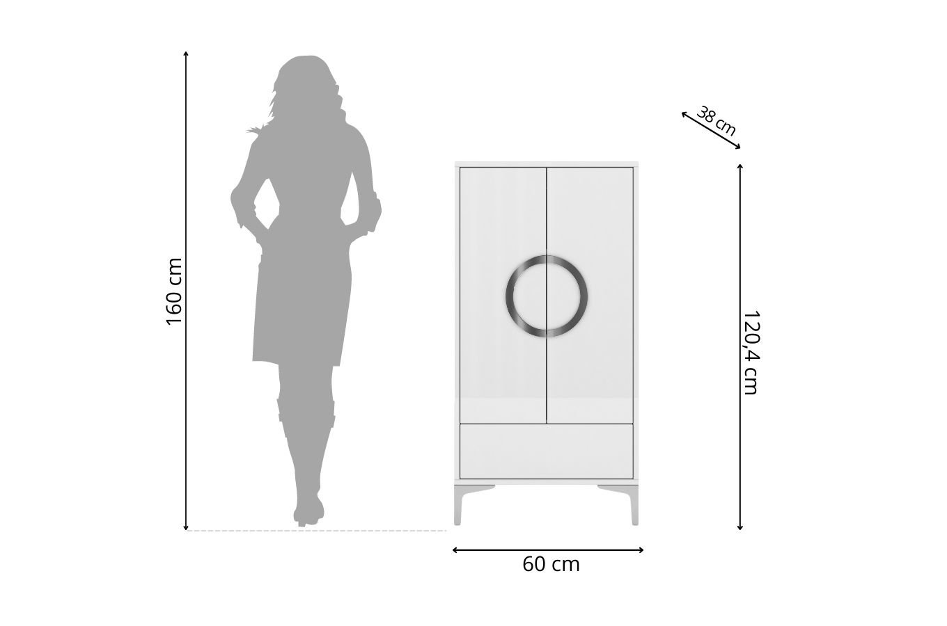 Biała wysoka nowoczesna komoda Dancan EVA połysk / szer. 60 cm