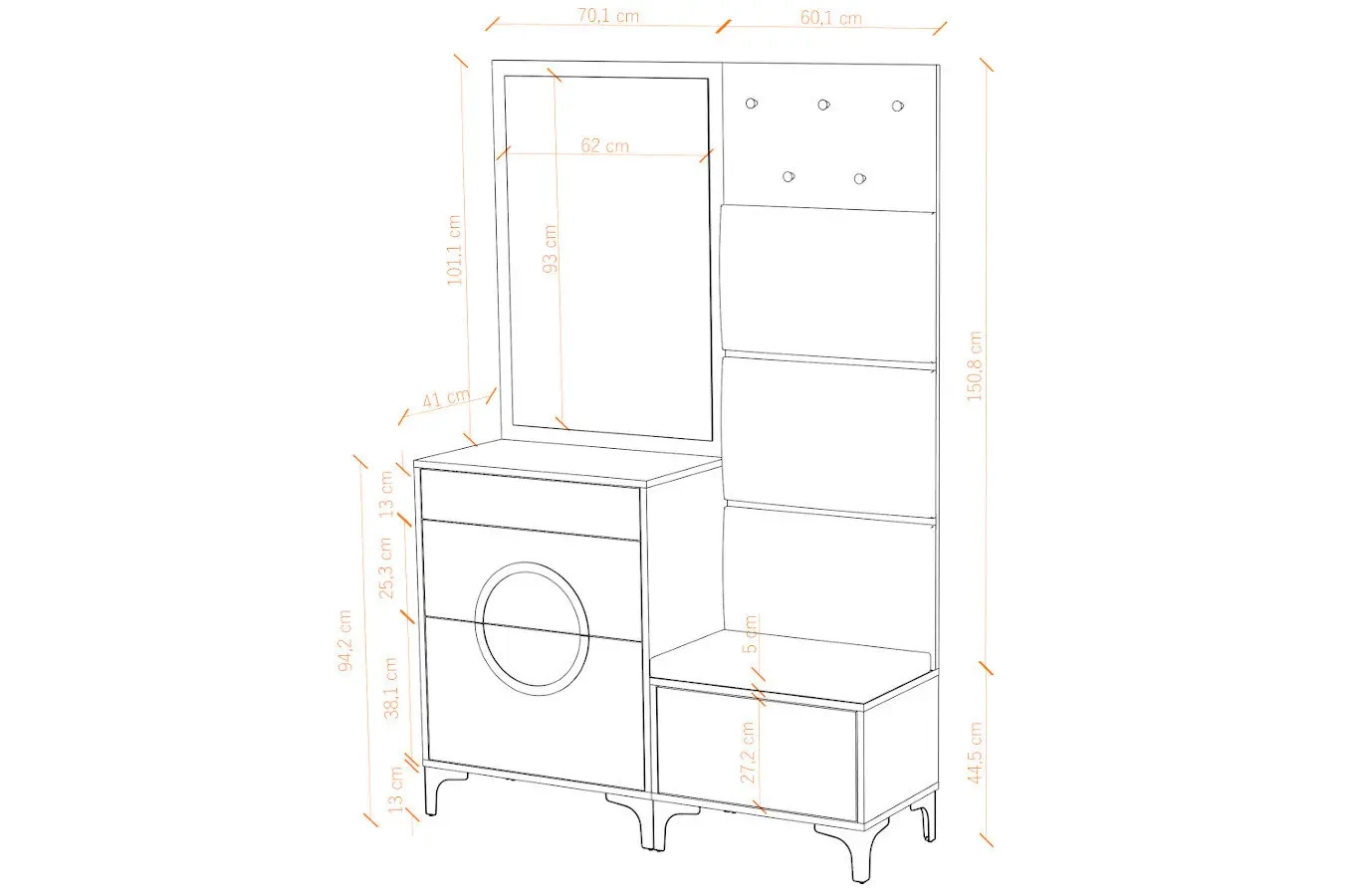 Elegancki, biały zestaw mebli do przedpokoju Dancan EVELINE / wysoki połysk