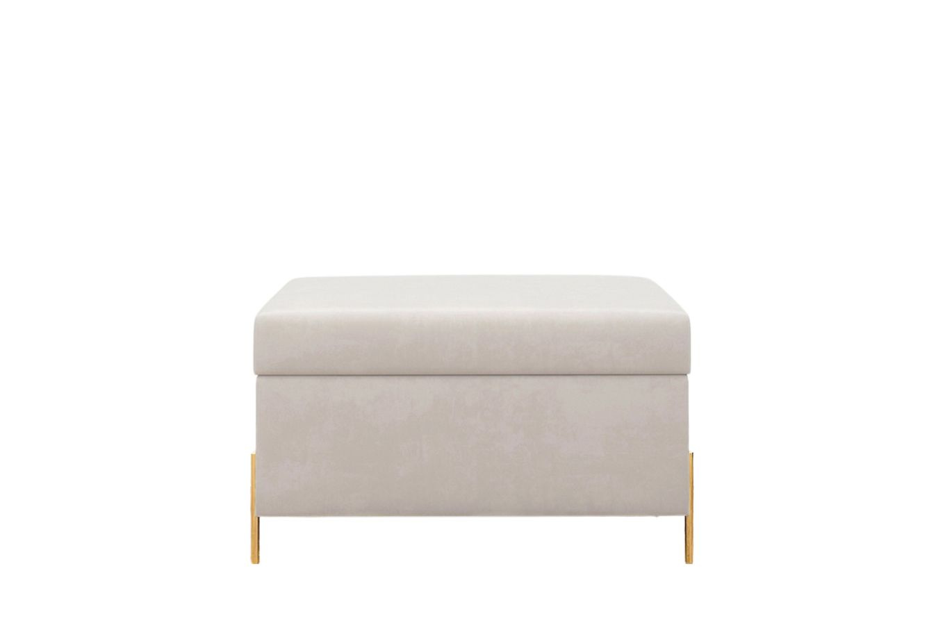 Beżowa tapicerowana ławka Dancan BORGO z pojemnikiem, na złotych metalowych nogach
