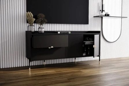 Czarna komoda do salonu Dancan IGA / szer. 142 cm