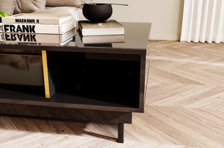 Elegancki czarny stolik Dancan ARTEMISA ze złotymi dodatkami