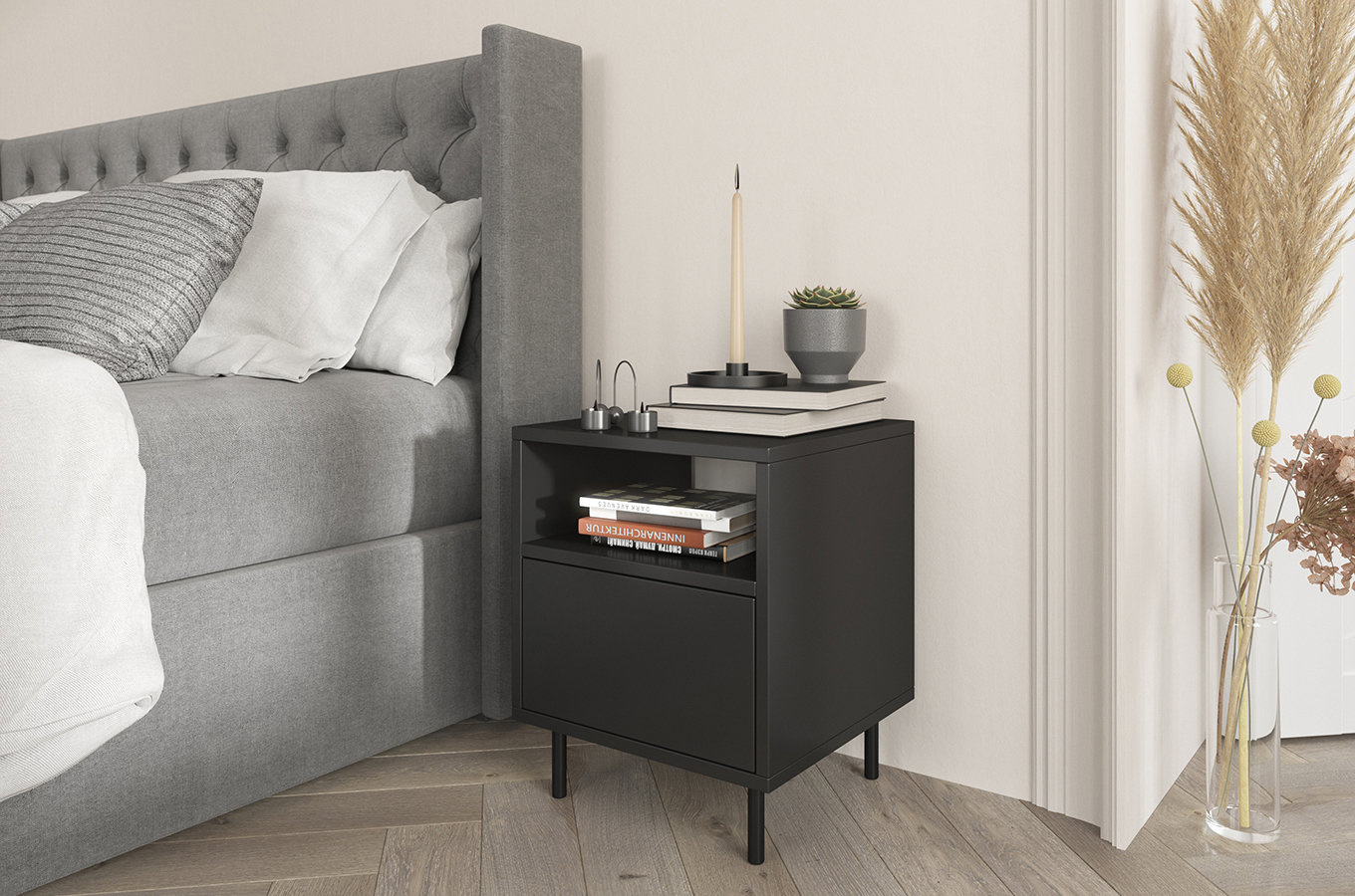 Czarna nowoczesna szafka nocna Dancan MIRKA / szer. 40 cm