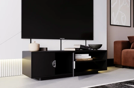 Czarna szafka RTV Dancan LOTTA / szer. 139 cm