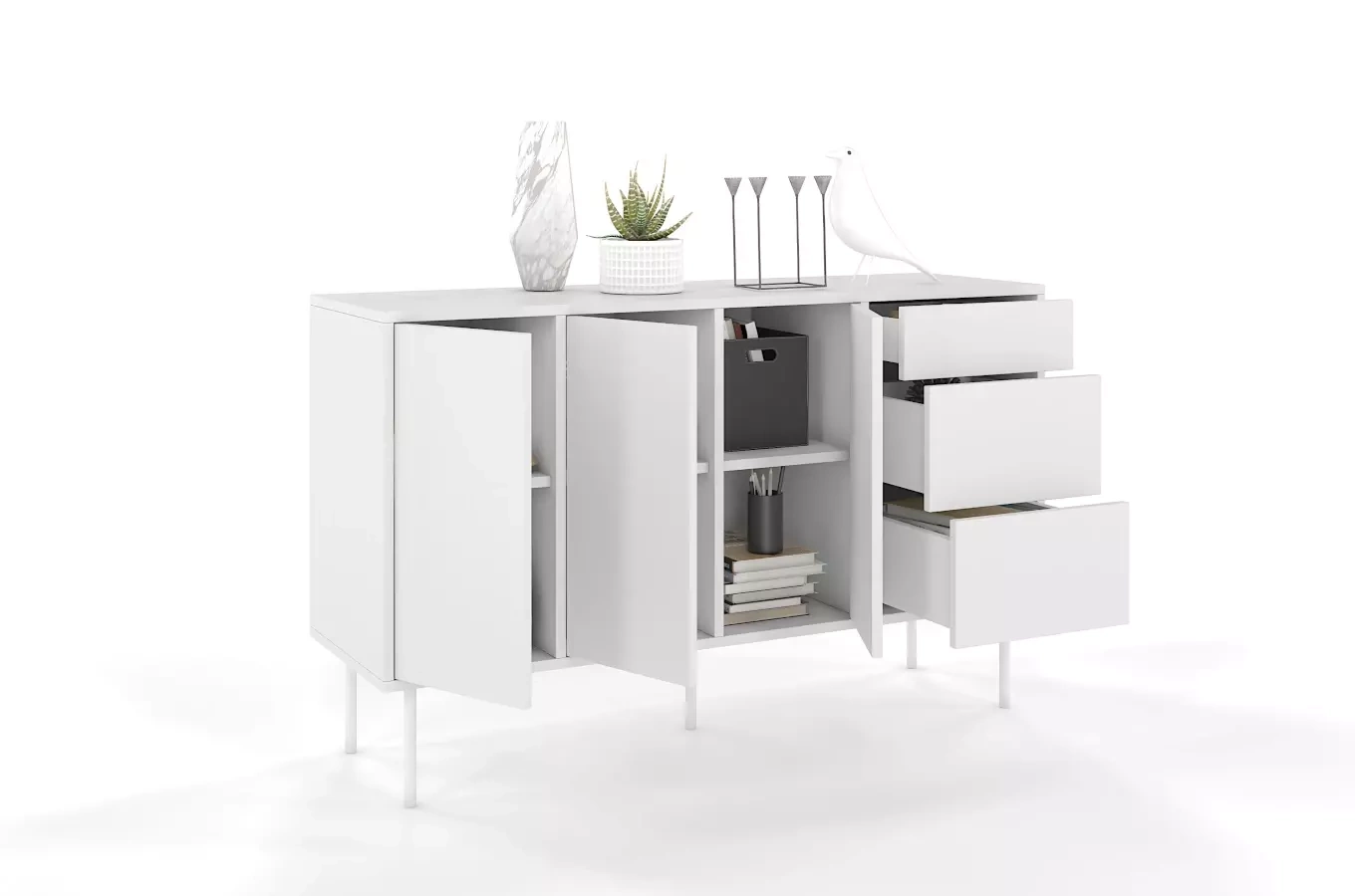 Biała nowoczesna komoda Dancan MIRKA / szer. 130 cm